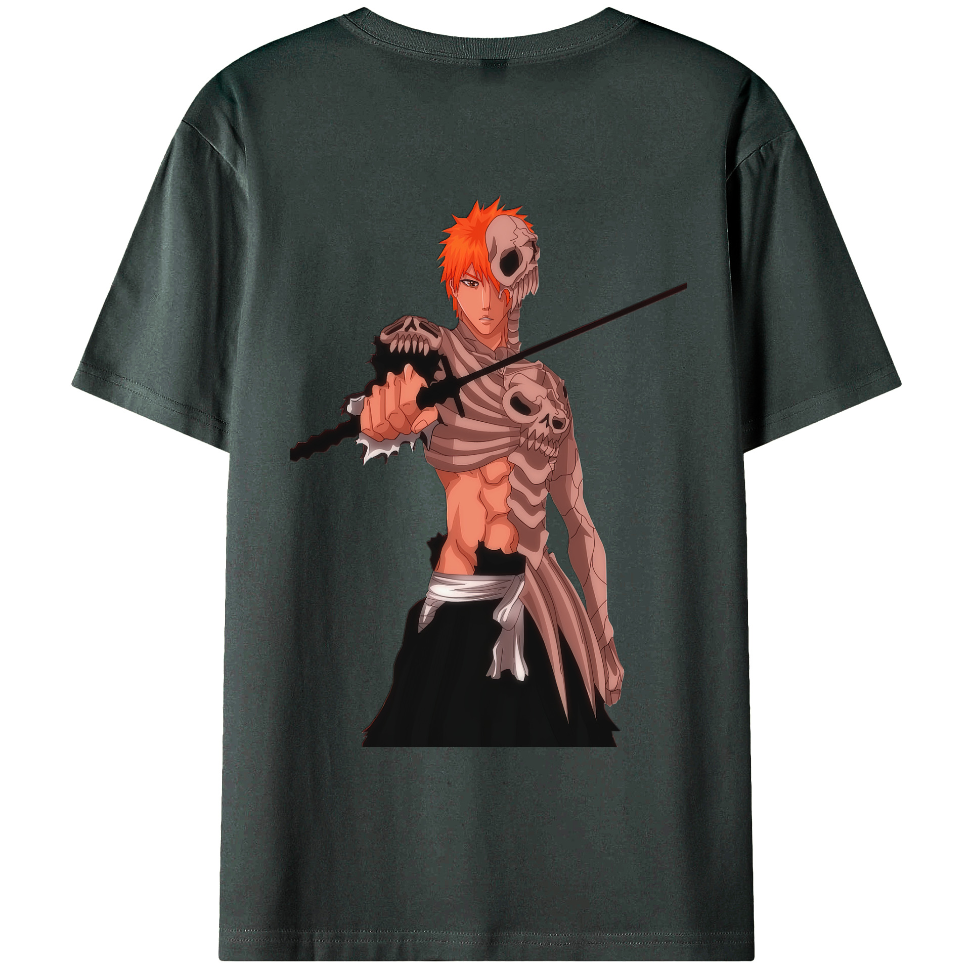 （画像用） ブリーチ 黒崎一護（くろさき いちご）BLEACH Kurosaki Ichigo 綿100％ メンズ半袖Tシャツ（バックプリント） 通気性